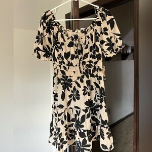 Floral Black and Cream Women's Dress